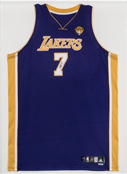 2009-10 Lamar Odom Finals Game Used, Photo Matched & Signed Los Angeles Lakers Road Jersey - Worn On 6/10/10 & 6/13/10 (Resolution Photomatching, Letter of Provenance & Beckett)